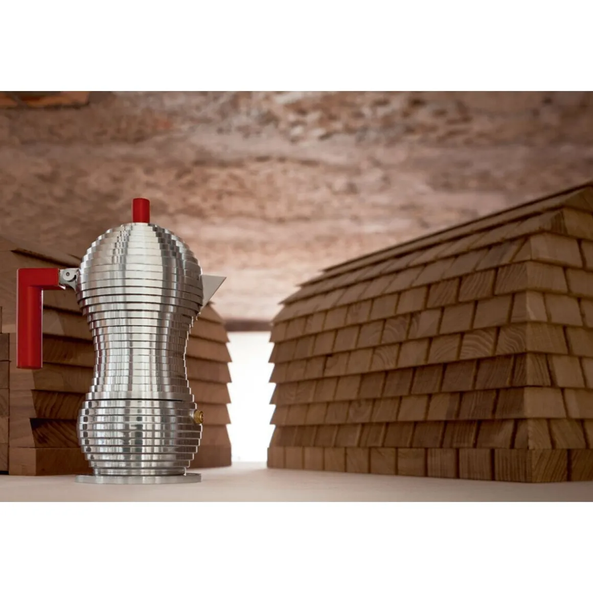 AlessiEspressokocher 1 Tasse Griff rot Pulcina