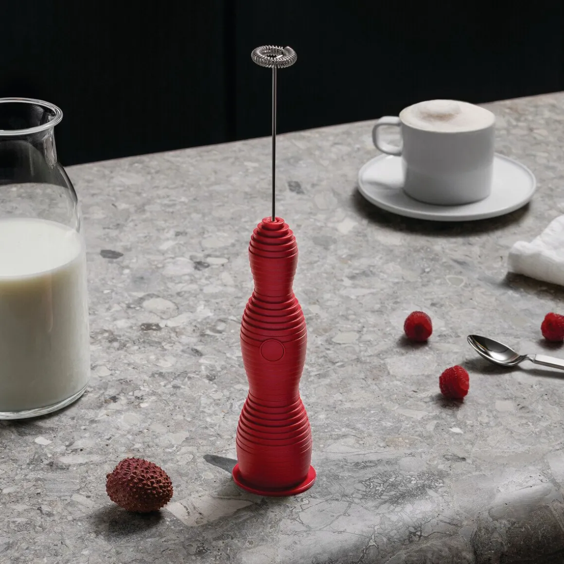 AlessiMilchaufschäumer Pulcina rot