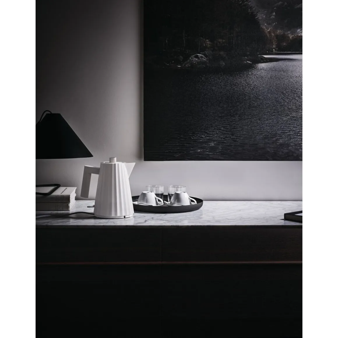 AlessiWasserkocher 1,0 l 2400 W Plissé weiss