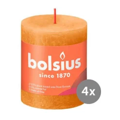 Bolsius4er Pack Stumpenkerze 80/68 Rustik Shine honigwabengelb 19