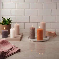 Bolsius4er Pack Stumpenkerze 80/68 Rustik Shine eschen rose 39