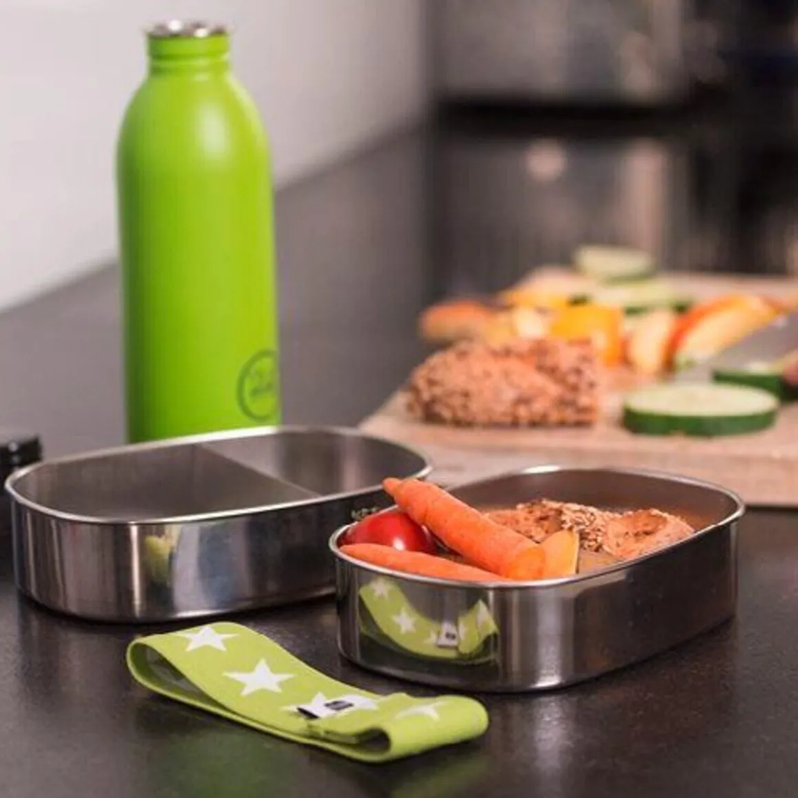 BrotzeitLunchbox Magic grün Edelstahl 16,5x12,5x4,5cm