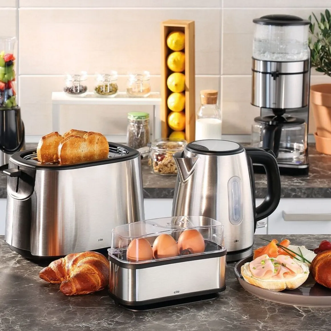 CilioEierkocher für 3 Eier 210 W Classic edelstahl