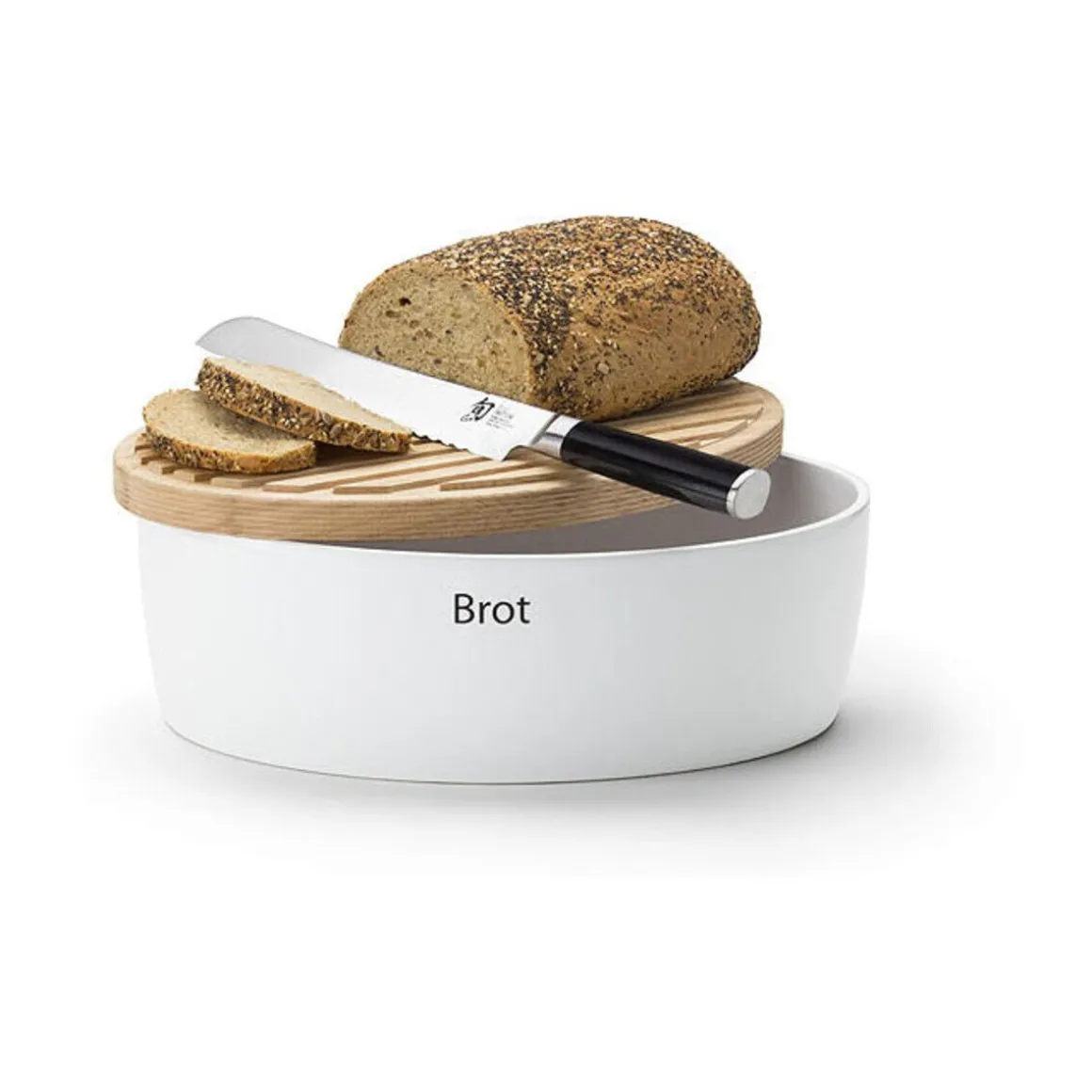 ContinentaBrottopf mit Holzdeckel 30x23x13 cm weiß