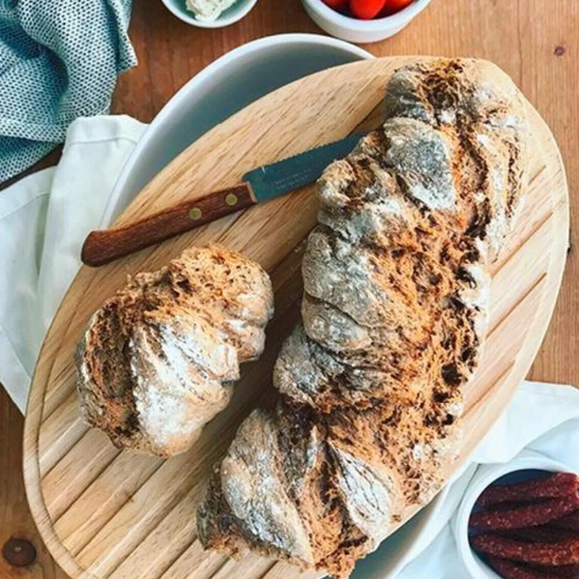 ContinentaBrottopf mit Holzdeckel 30x23x13 cm weiß