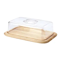 ContinentaKäseglocke 2 tlg. eckig Holz/Acryl 38,5x25,5x11,5cm