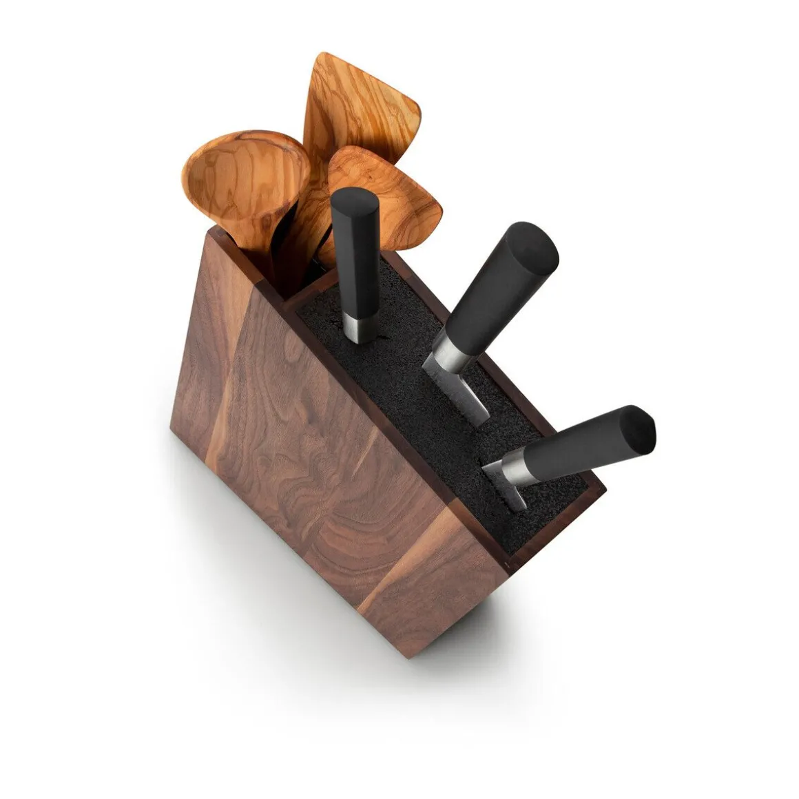 ContinentaMesserblock m. flex. Einsatz/Behälter Walnuss 31x8x24,5cm