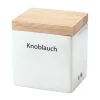 ContinentaVorratsdose Knoblauch Keramik m. Holzdeckel 14x12x15,5cm