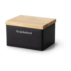 ContinentaVorratsdose 17,5x13,5x11cm Steingut/Holzdeckel schwarz