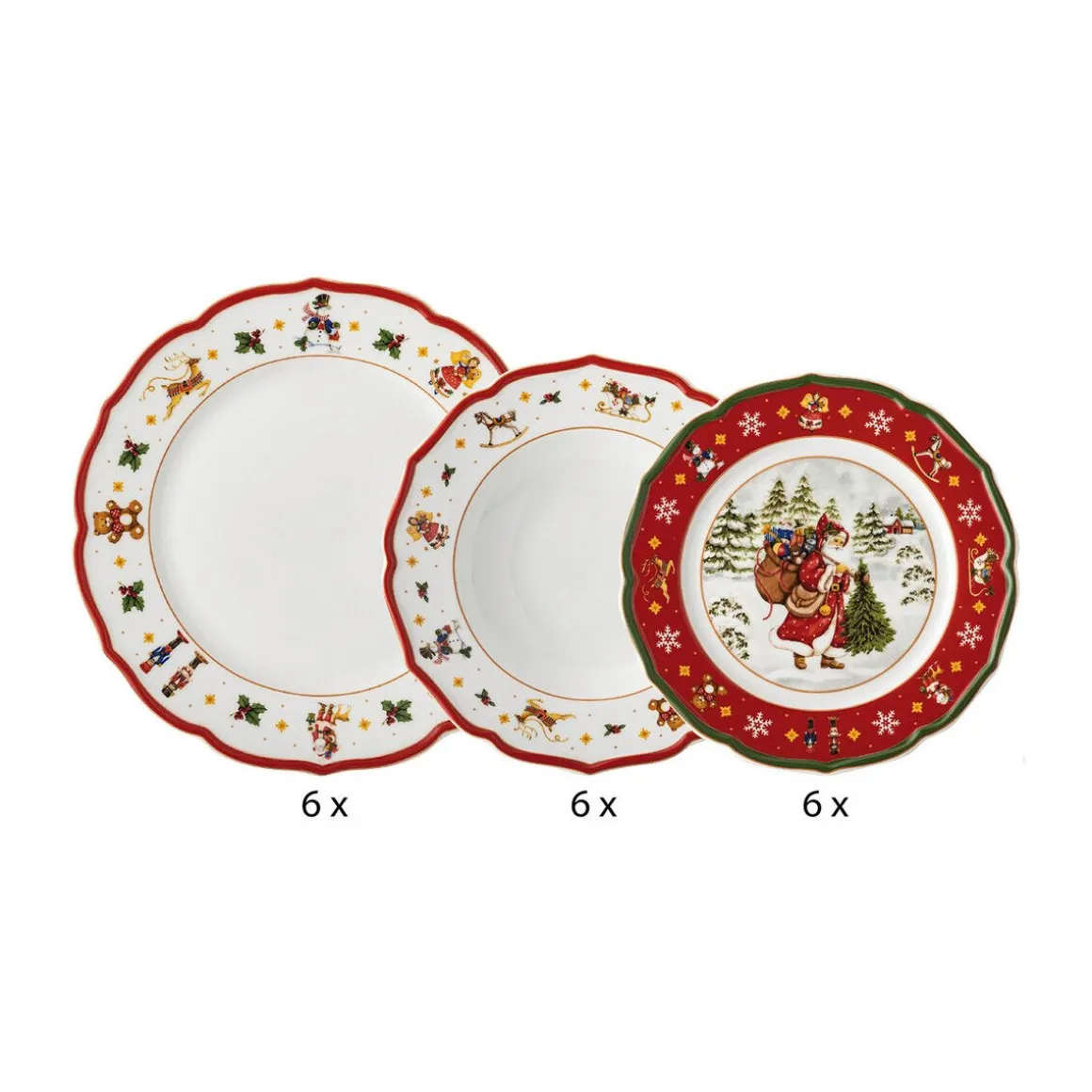 HutschenreutherTeller-Set 18-tlg. Happy Wintertime Red