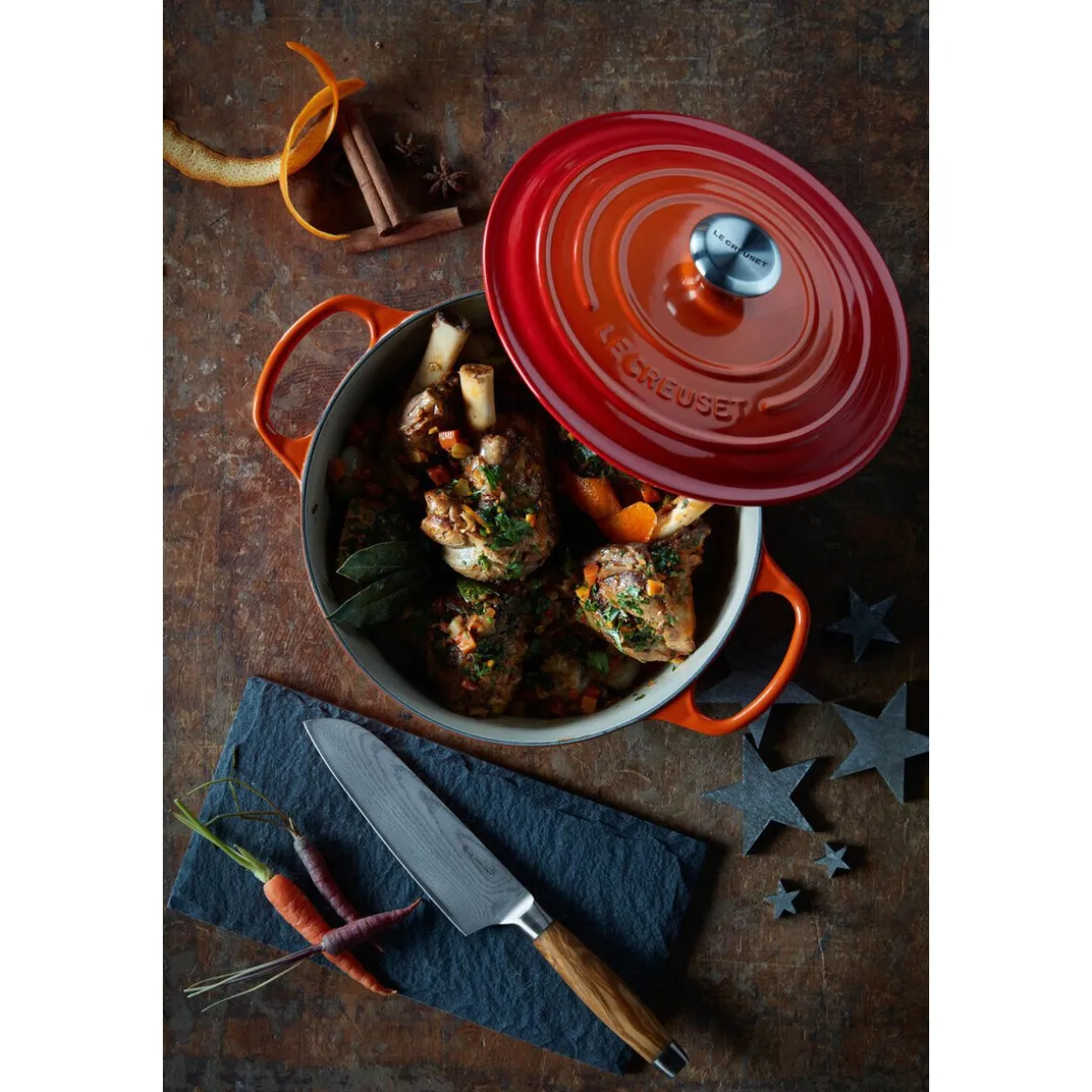 Le CreusetBräter mit Deckel 28 cm Signature kirschrot