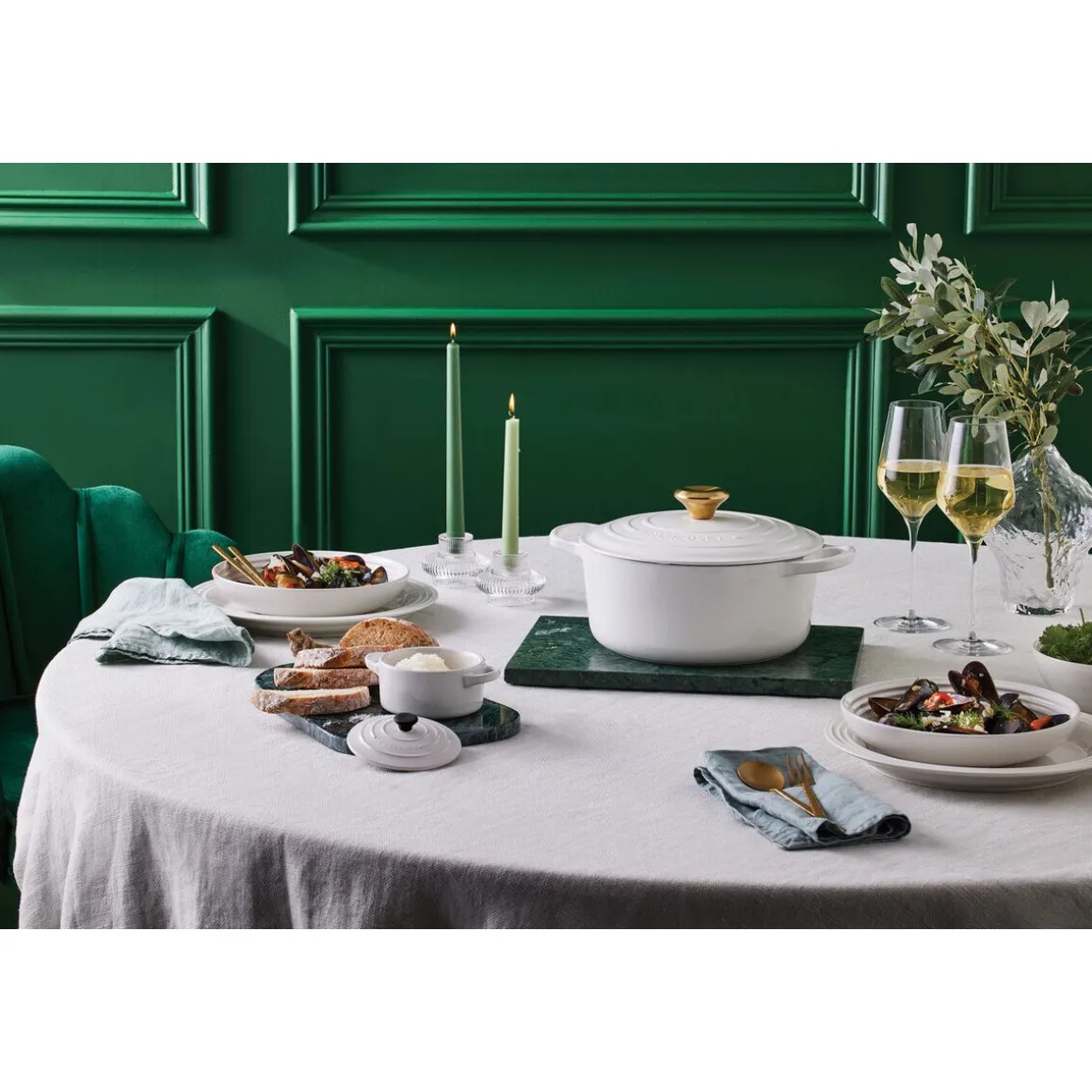 Le CreusetBräter mit Deckel 31 cm Signature White