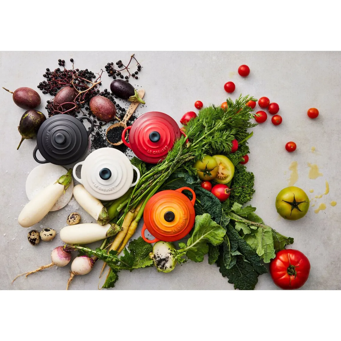 Le CreusetMini Cocotte 4er-Set Kirschrot