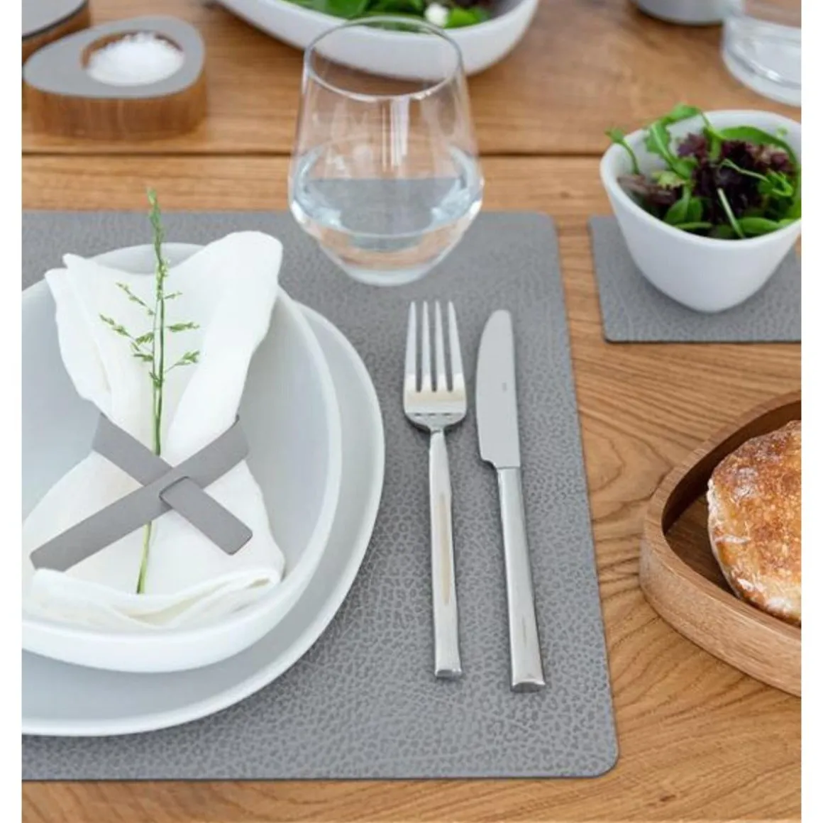 LINDDNATischset L 35x45 cm Square Hippo grey