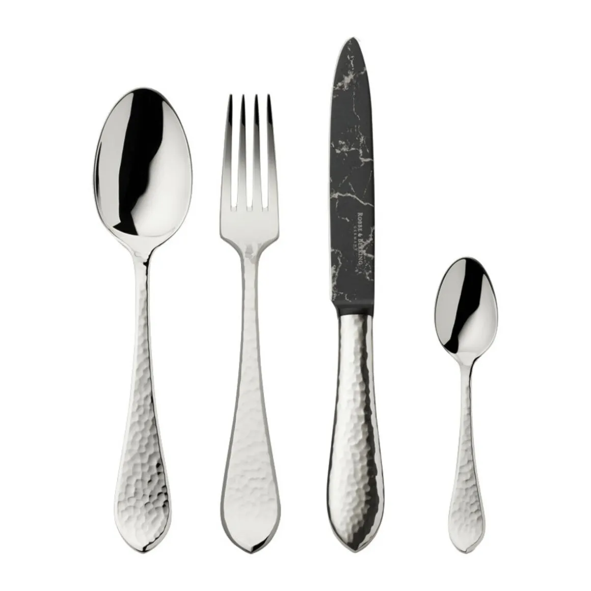 Robbe & BerkingThe Box - Martelé 150 g versilbert inkl. 24-tlg Besteckset Marble Cut