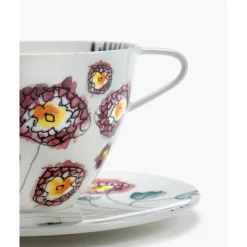 SeraxCappuccinotasse mit Untere 8 cm Midnight Flowers Anemone Milk