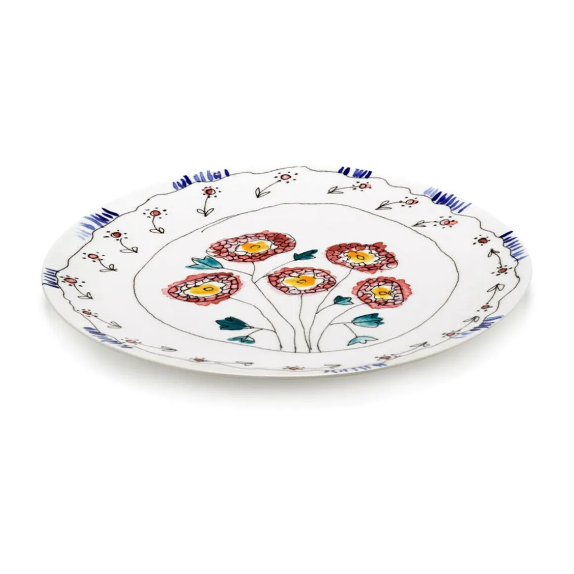 SeraxServierplatte 31 cm Midnight Flowers Anemone Milk Mauve