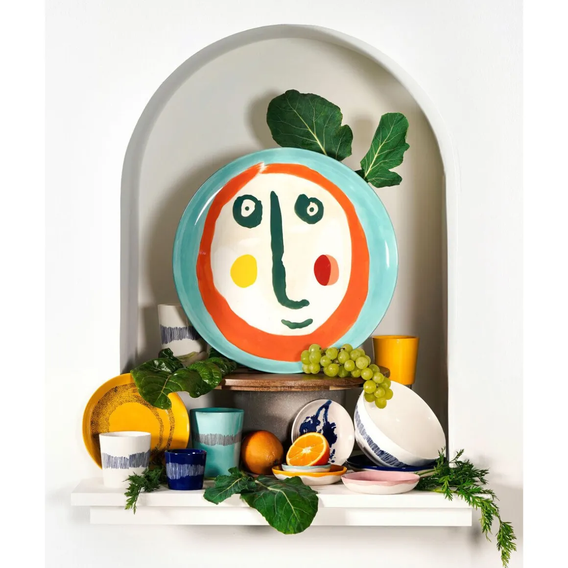 SeraxServierplatte mit Gesicht 2 35 cm Feast bunt