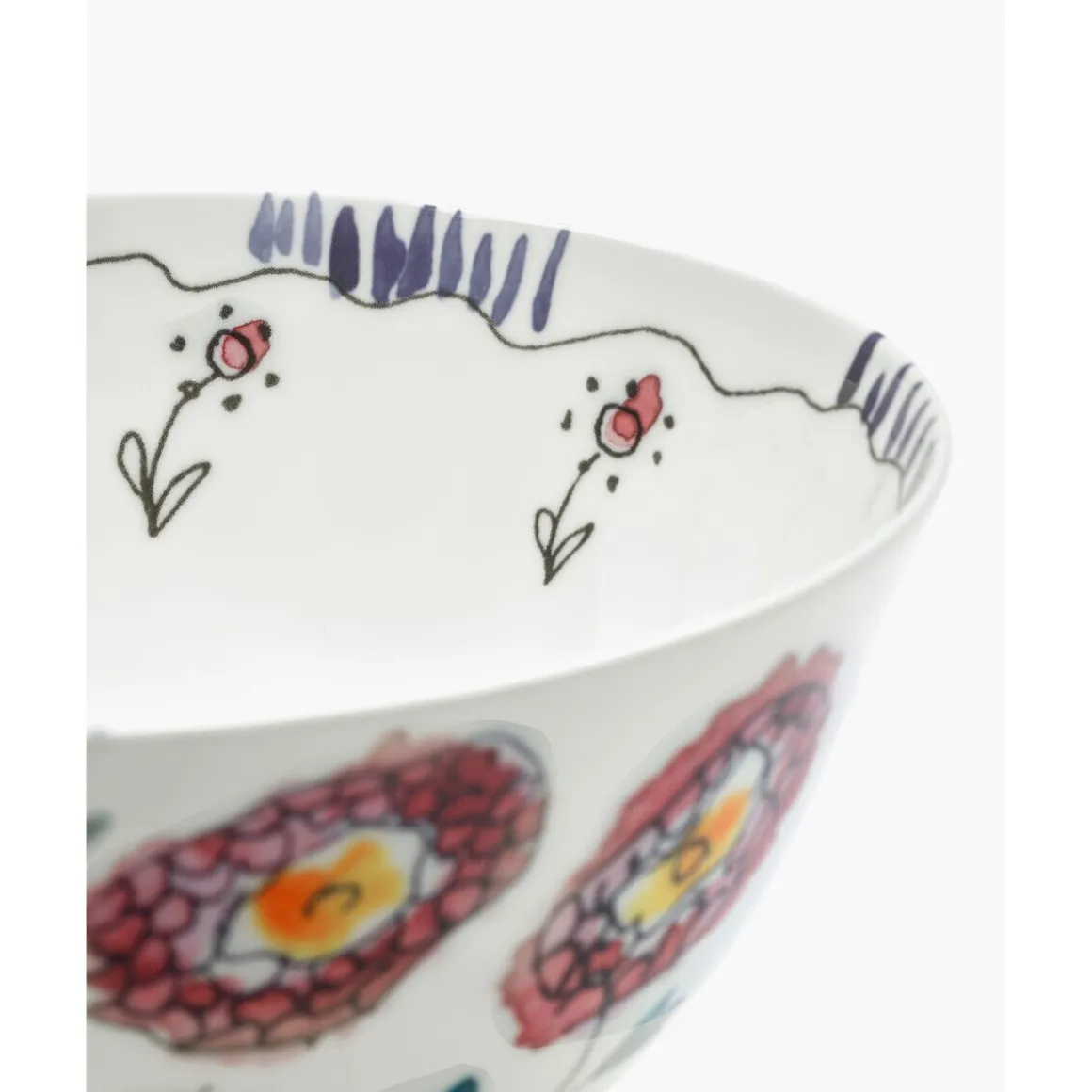 SeraxServierschüssel L 25 cm Midnight Flowers Anemone Milk Mauve