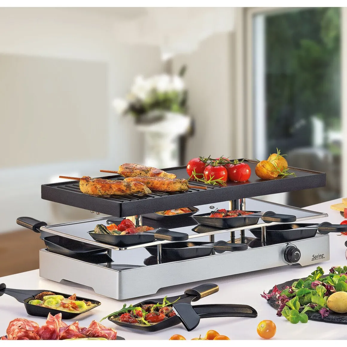 SpringRaclette für 8 43x22x15 cm Classic Duo edelstahl